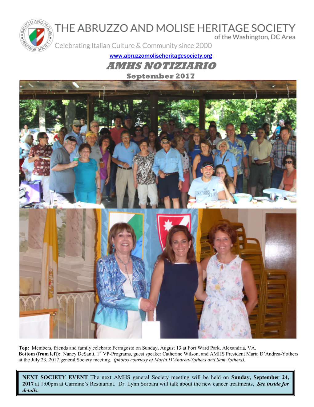 AMHS NOTIZIARIO September 2017