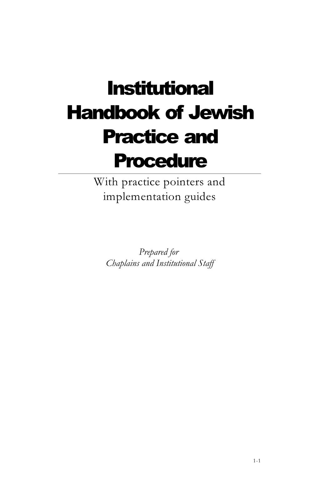 Institutional Handbook of Jewish Practices And