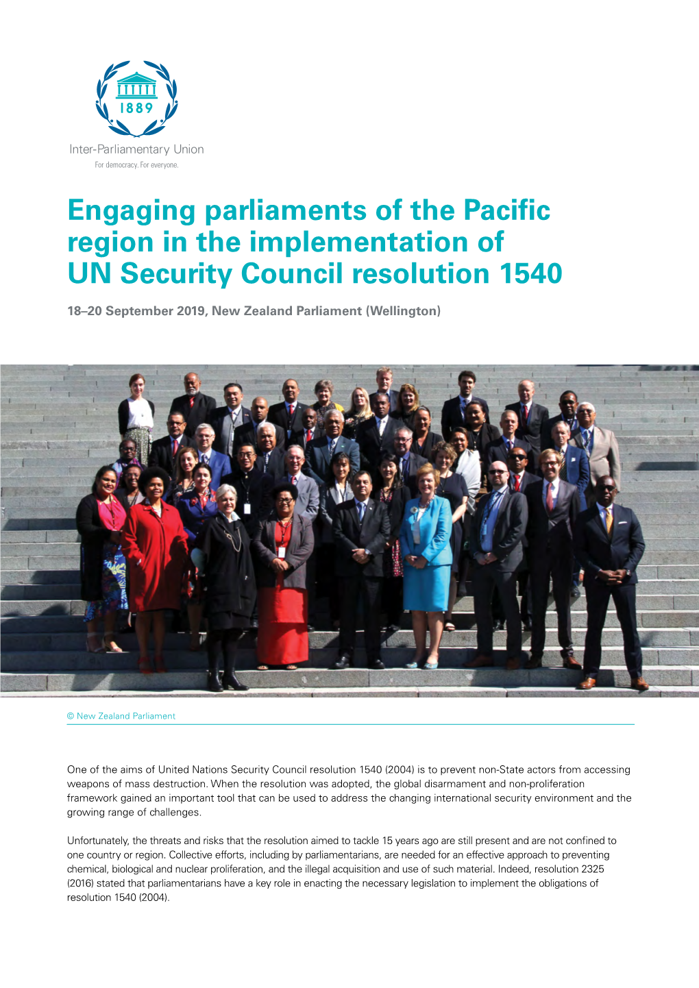 Engaging Parliaments of the Pacific Region in the Implementation of UN Security Council Resolution 1540