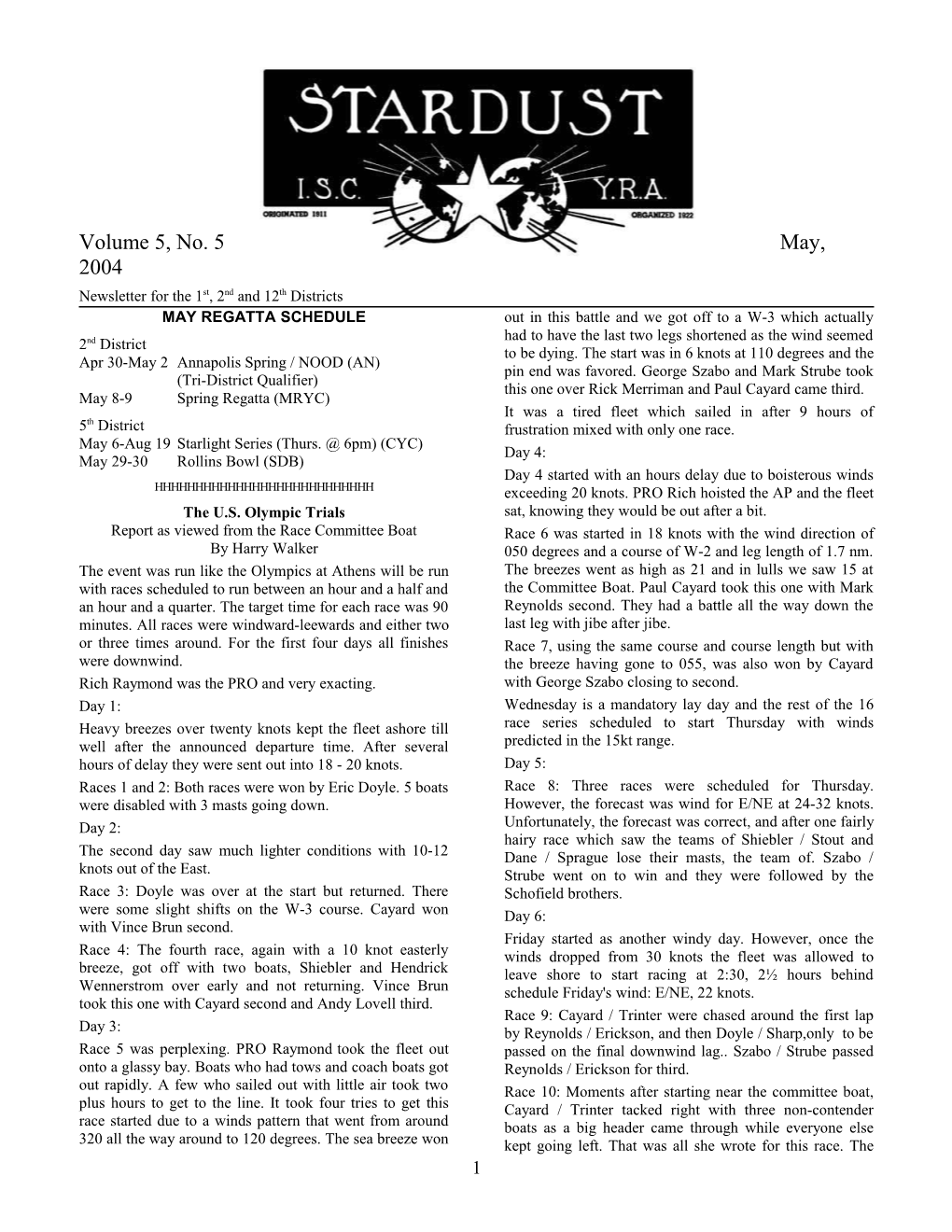 Local Star Class Newsletter s1