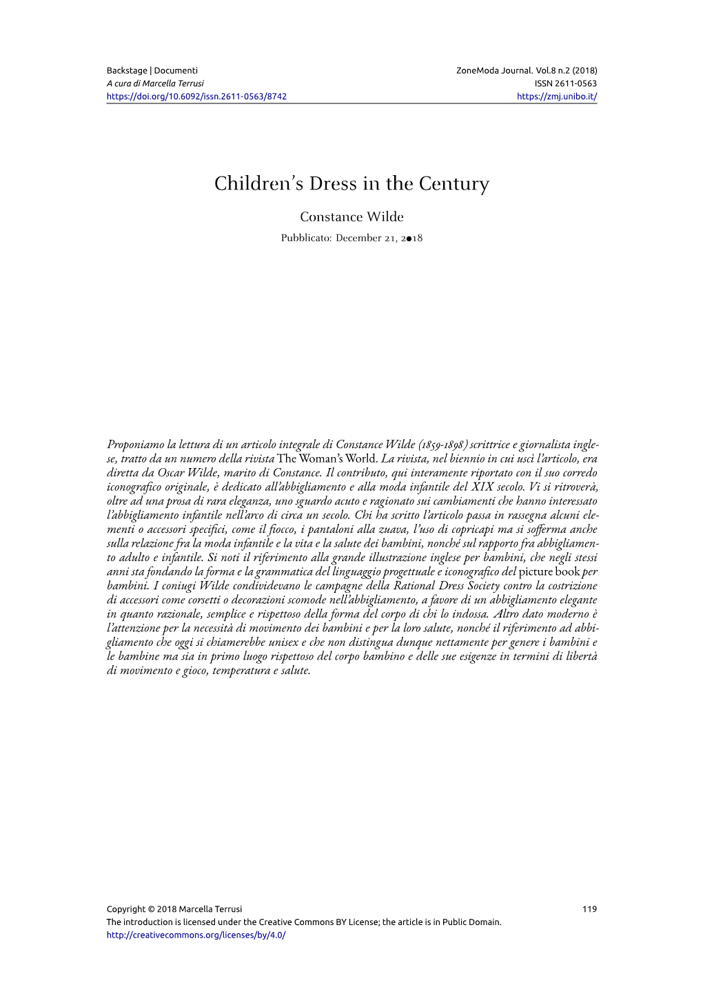 Children's Dress in the Century