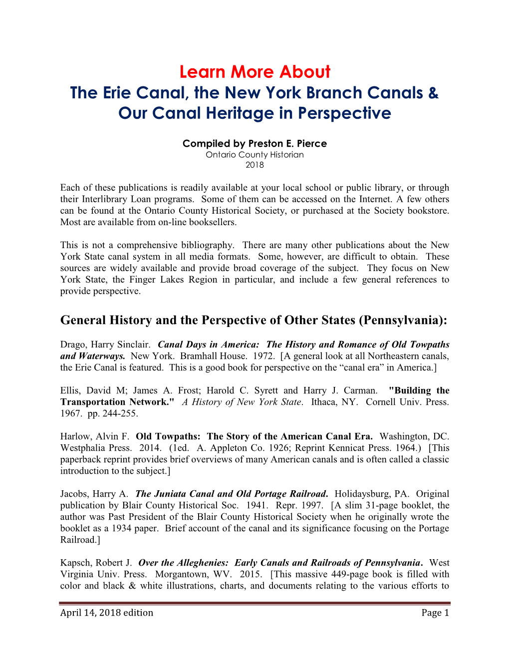 Learn More About: the Erie Canal, the New York Branch