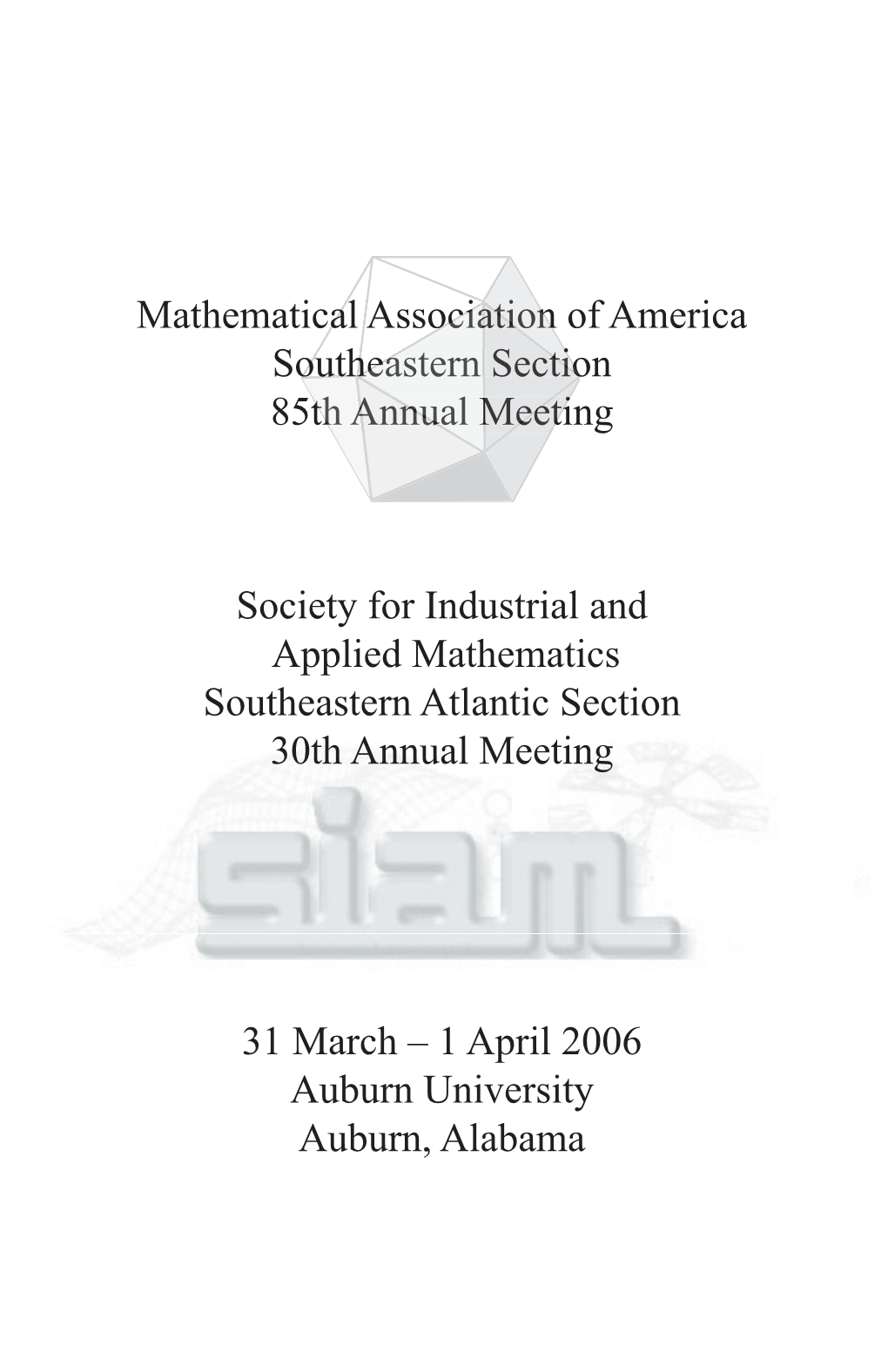 Mathematical Association of America Southeastern Section 85Th Annual Meeting