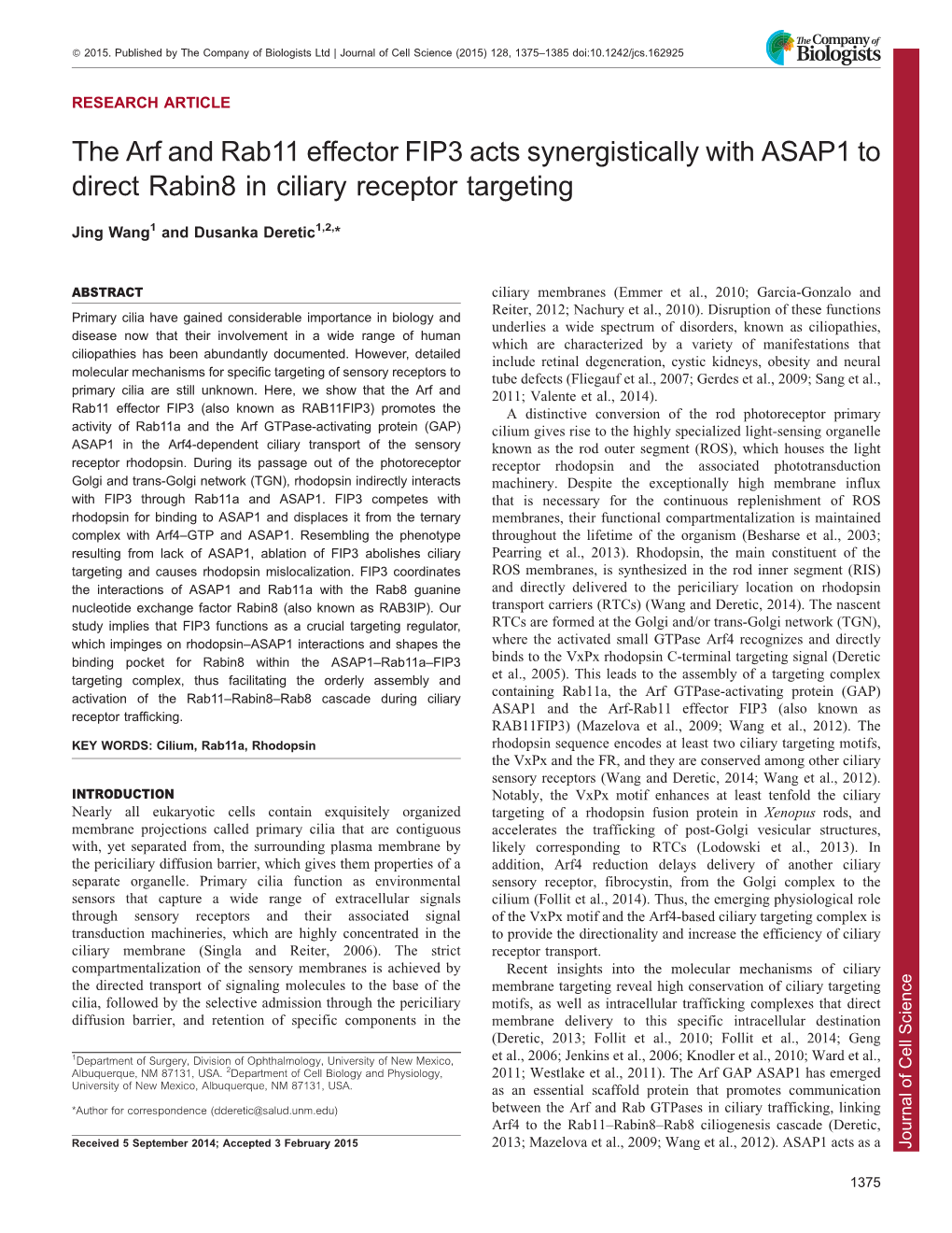 The Arf and Rab11 Effector FIP3 Acts Synergistically with ASAP1 to Direct