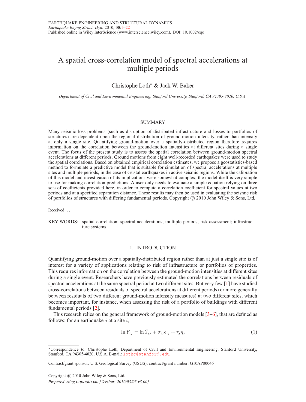 A Spatial Cross-Correlation Model of Spectral Accelerations at Multiple Periods