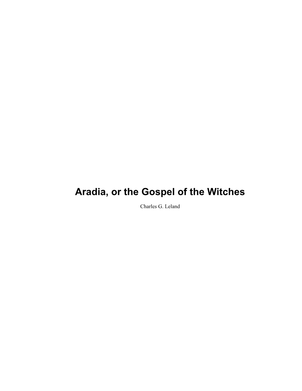 Aradia, Or the Gospel of the Witches