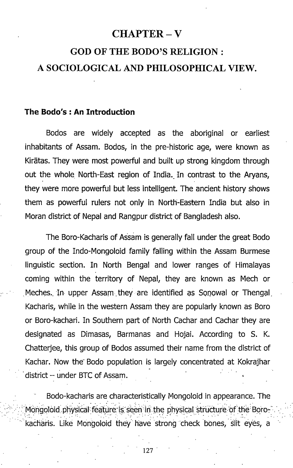 Chapter-V God of the Bodo's Religion : a Sociological and Philosophical View