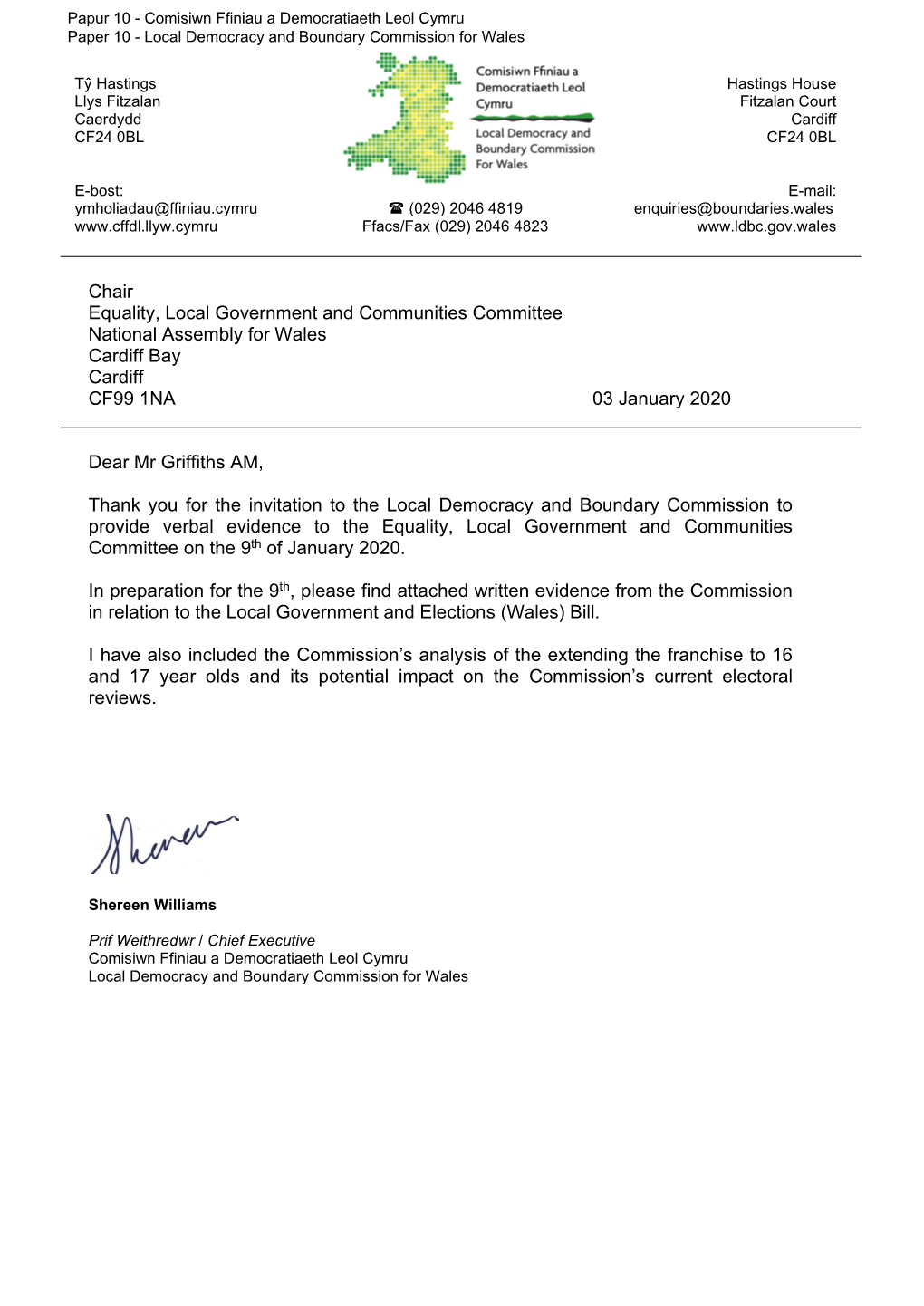 Paper 10 - Local Democracy and Boundary Commission for Wales