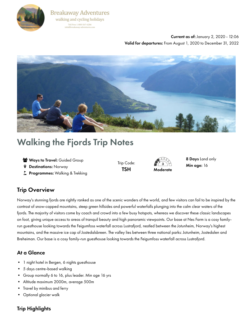 Walking the Fjords Trip Notes