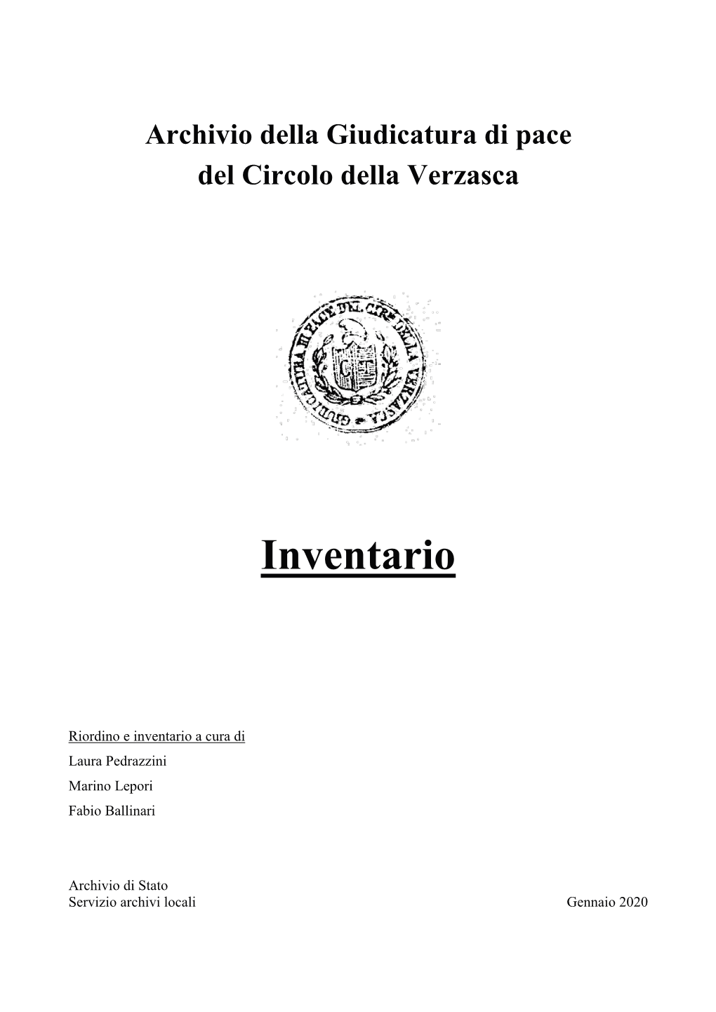 Inventario Fonti E Bibliografia