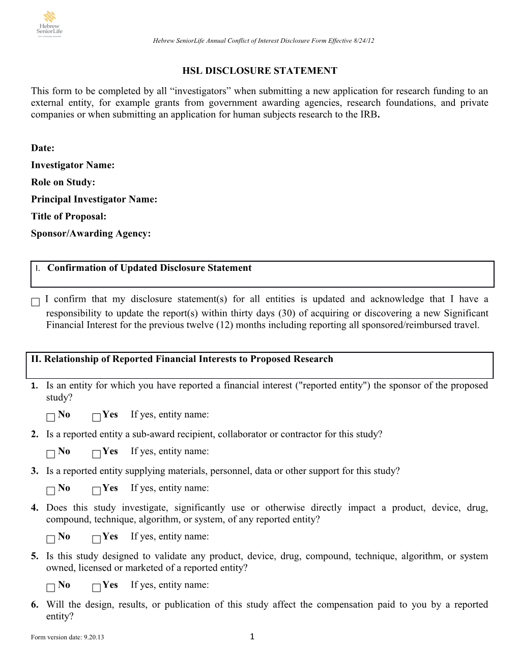 Hsl Disclosure Statement