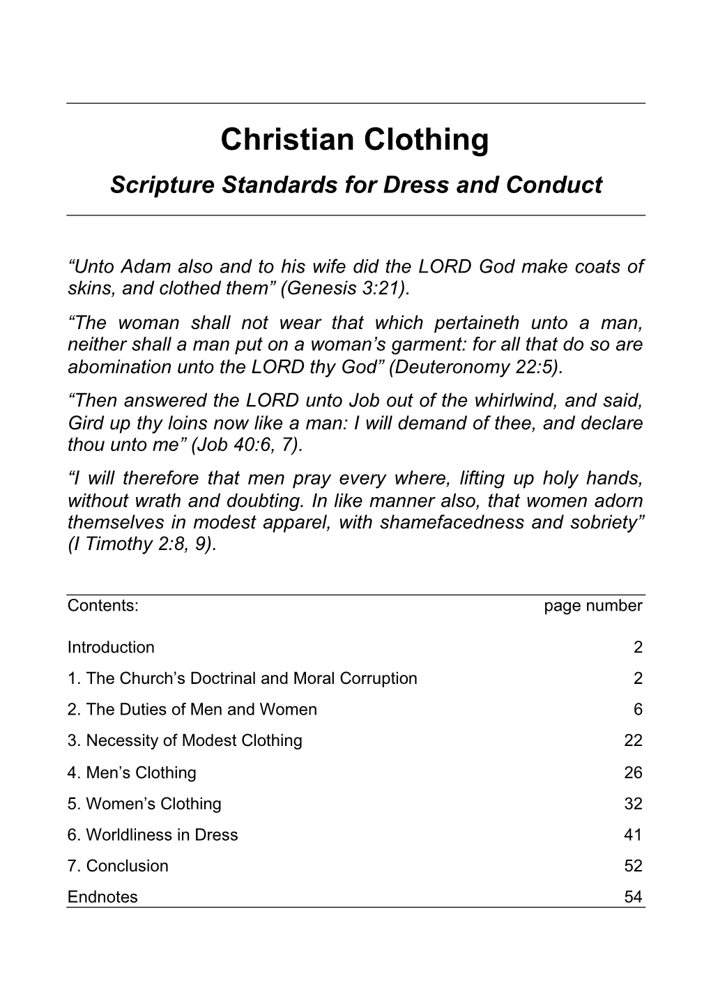 Christian Clothing Scripture Standards for Dress and Conduct