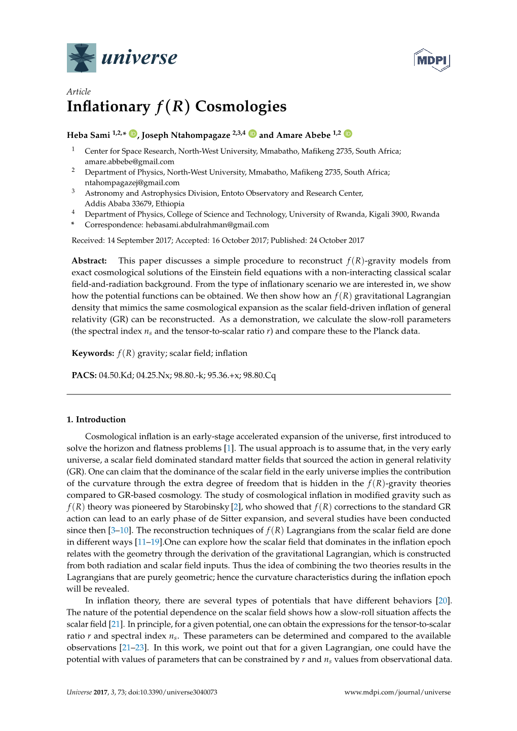 Inflationary F(R) Cosmologies