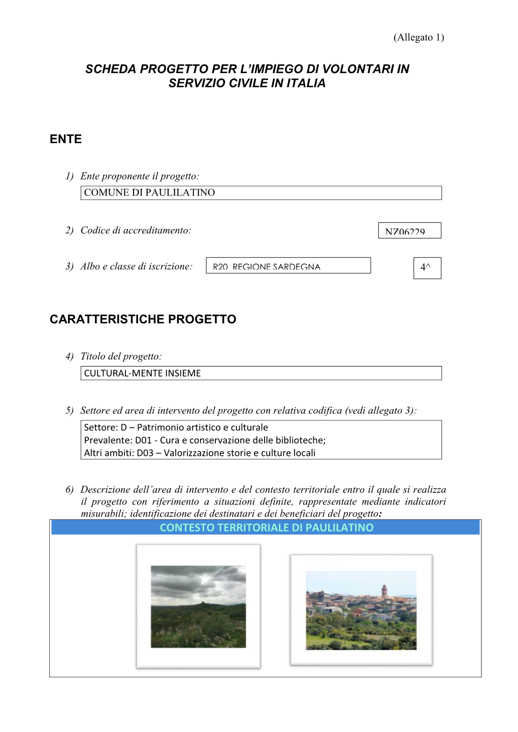 Scheda Progetto Per L'impiego