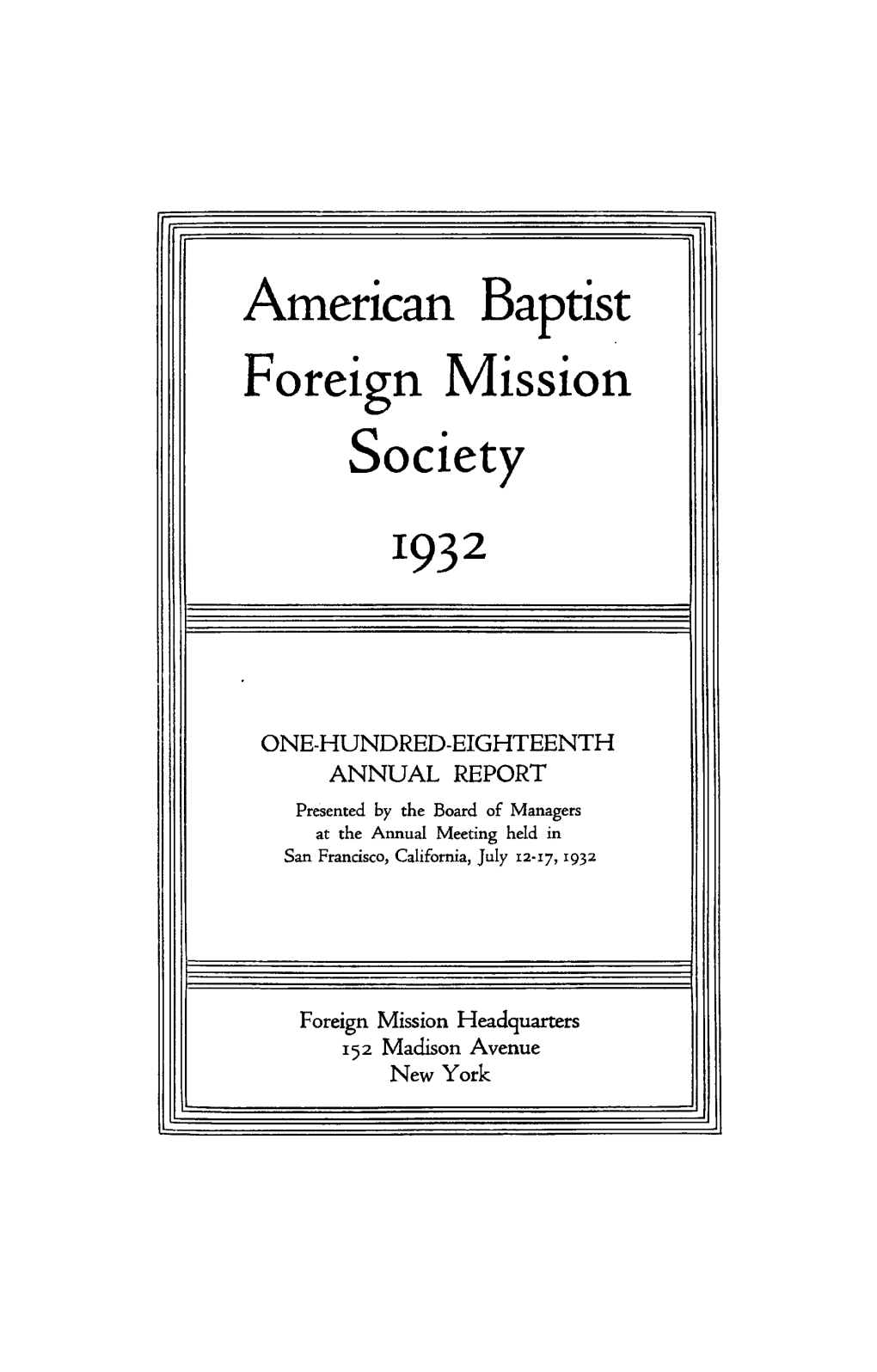 American Baptist Foreign Mission Society 1932