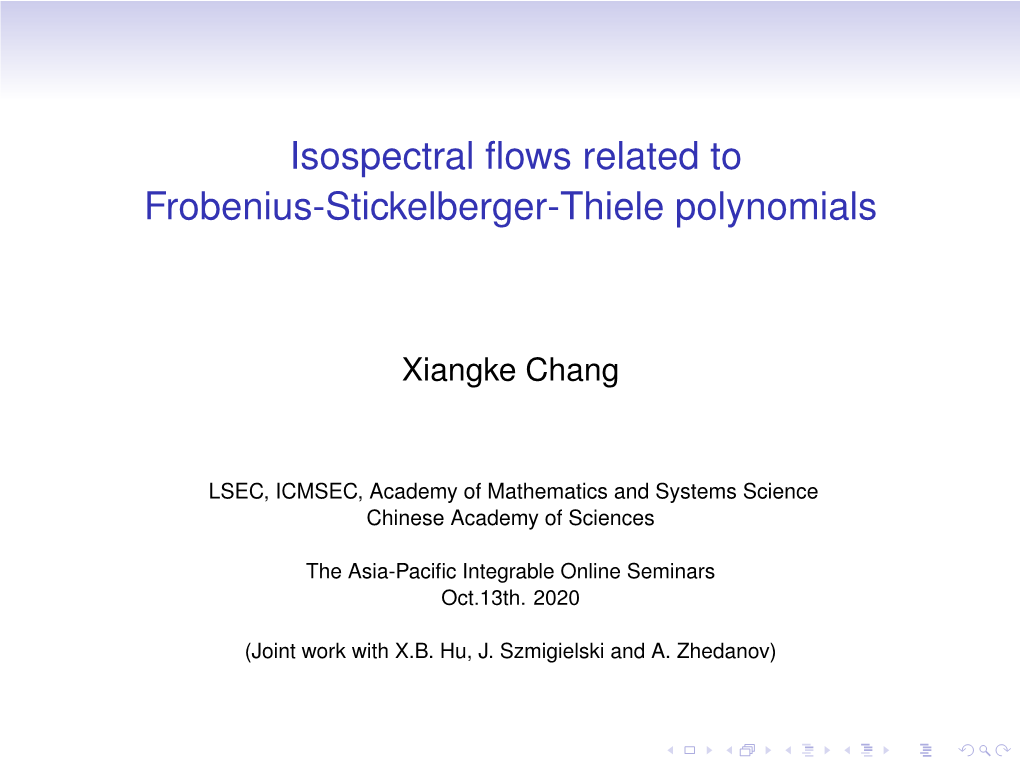 Isospectral Flows Related to Frobenius-Stickelberger-Thiele Polynomials