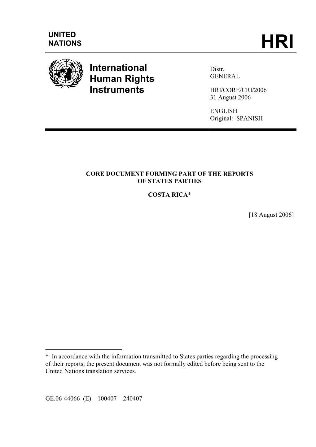 International Human Rights Instruments