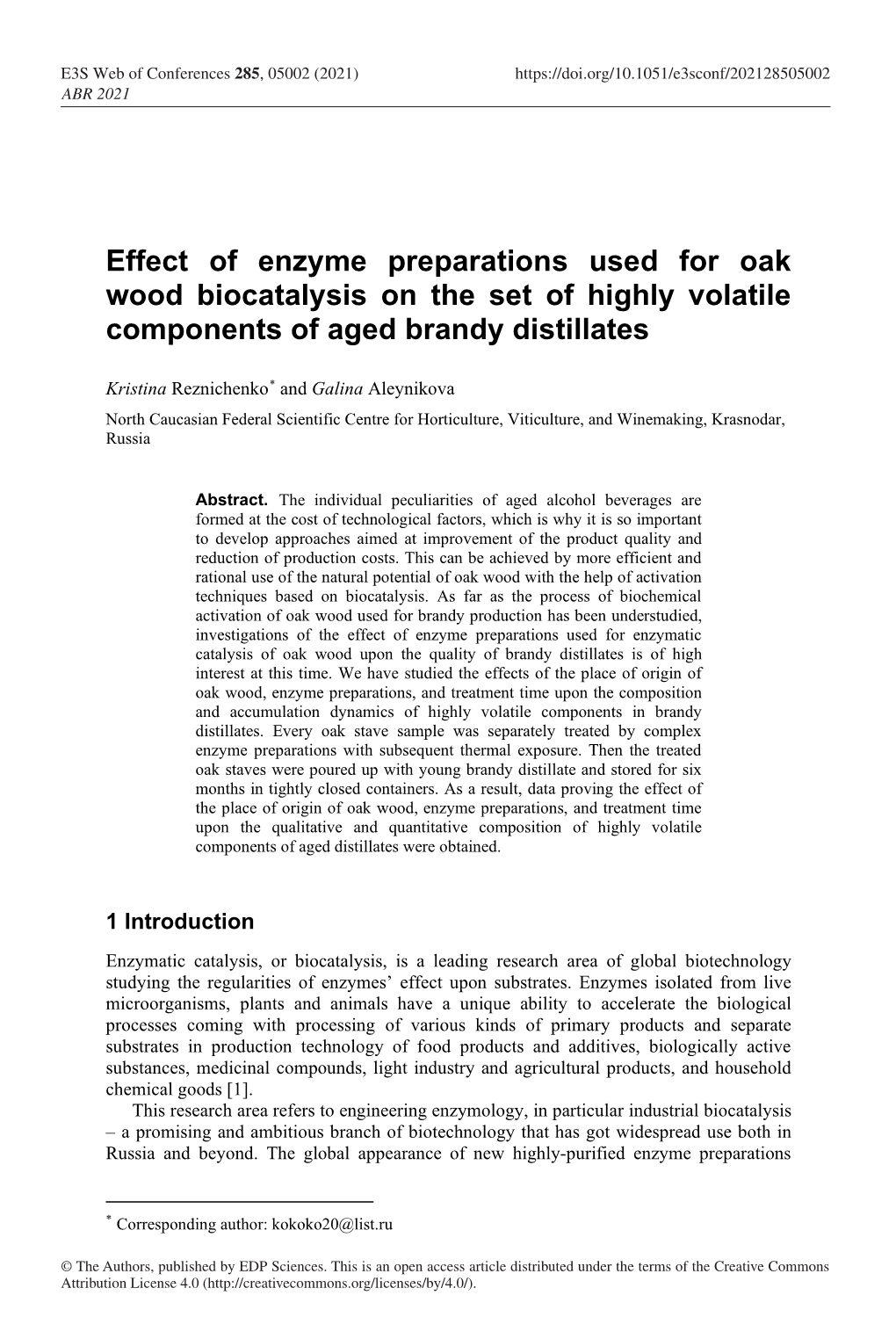 Effect of Enzyme Preparations Used for Oak Wood Biocatalysis on the Set of Highly Volatile Components of Aged Brandy Distillates