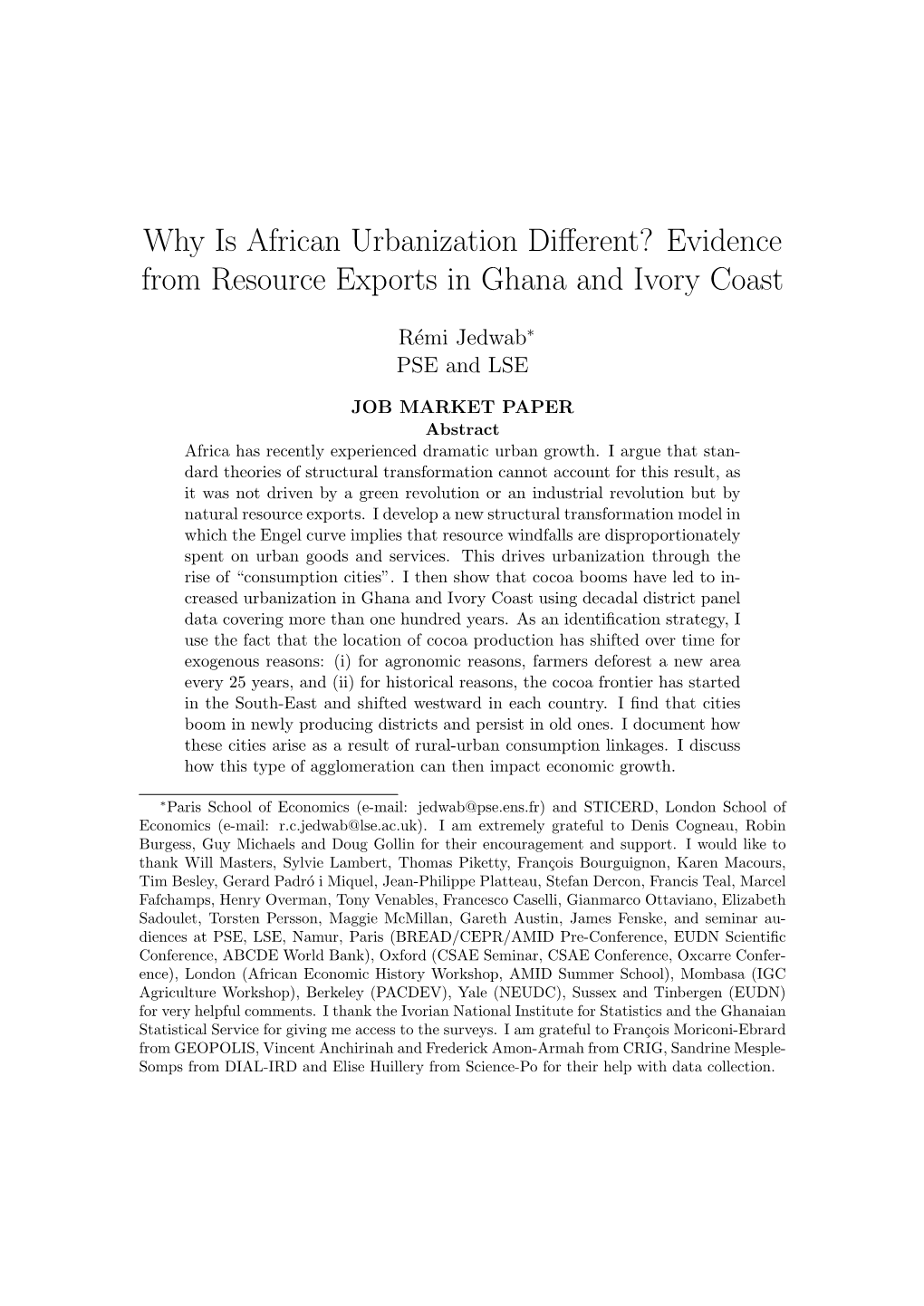 Why Is African Urbanization Different? Evidence from Resource Exports In