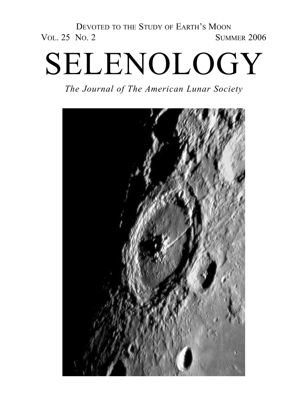SELENOLOGY the Journal of the American Lunar Society