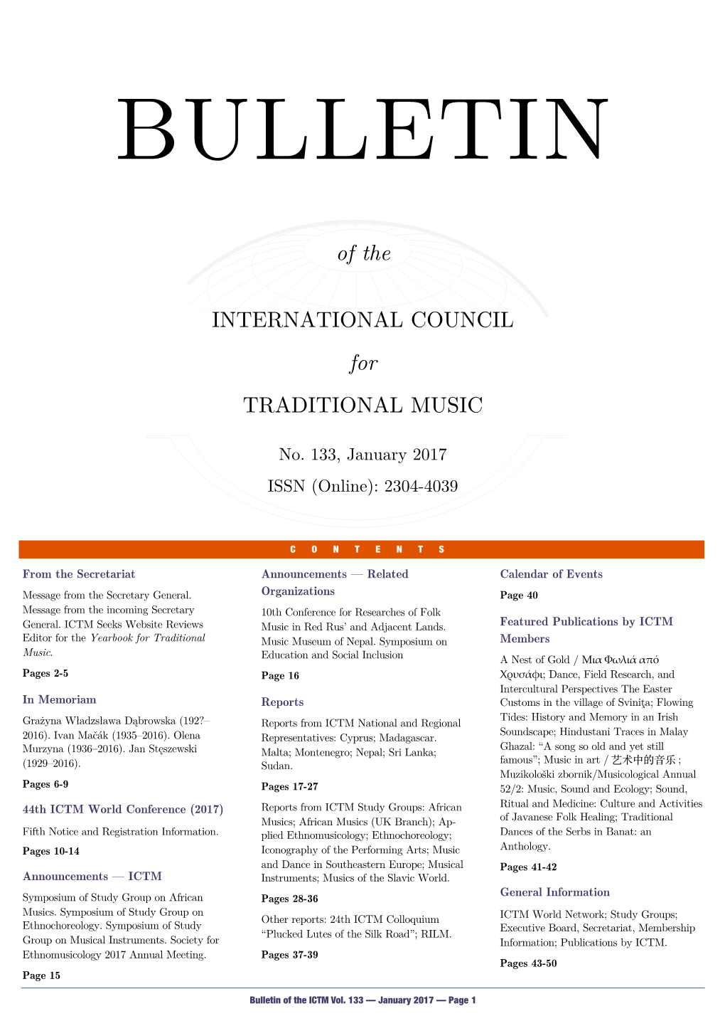 Bulletin of the ICTM Vol