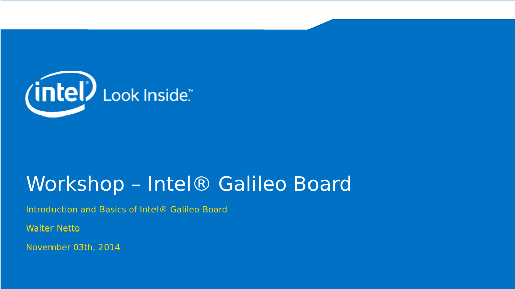 Workshop – Intel® Galileo Board