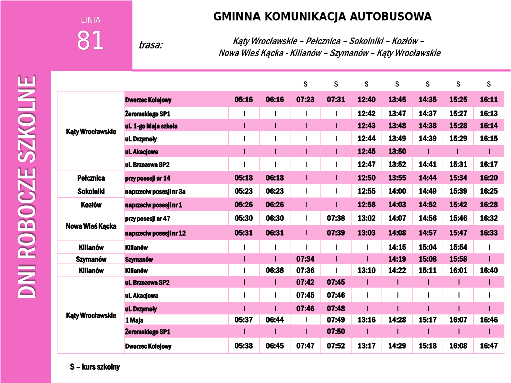 Rozkład Jazdy Linii Szkolnych