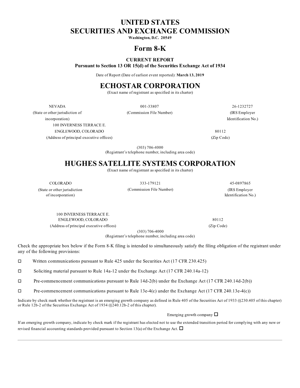 UNITED STATES SECURITIES and EXCHANGE COMMISSION Form 8