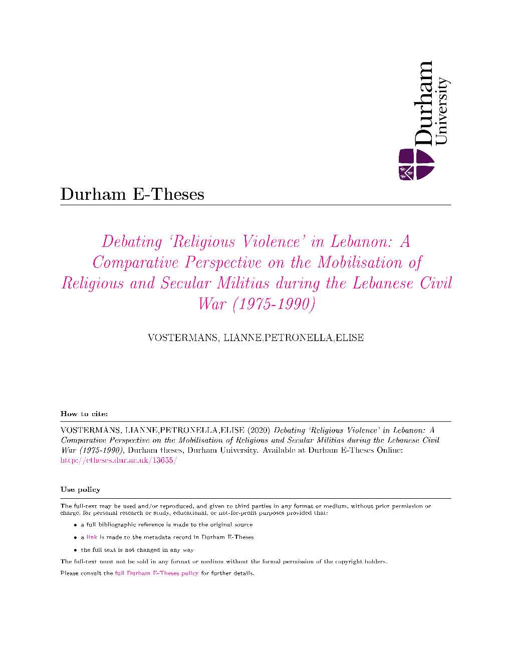 PDF (Phd Thesis Vostermans)