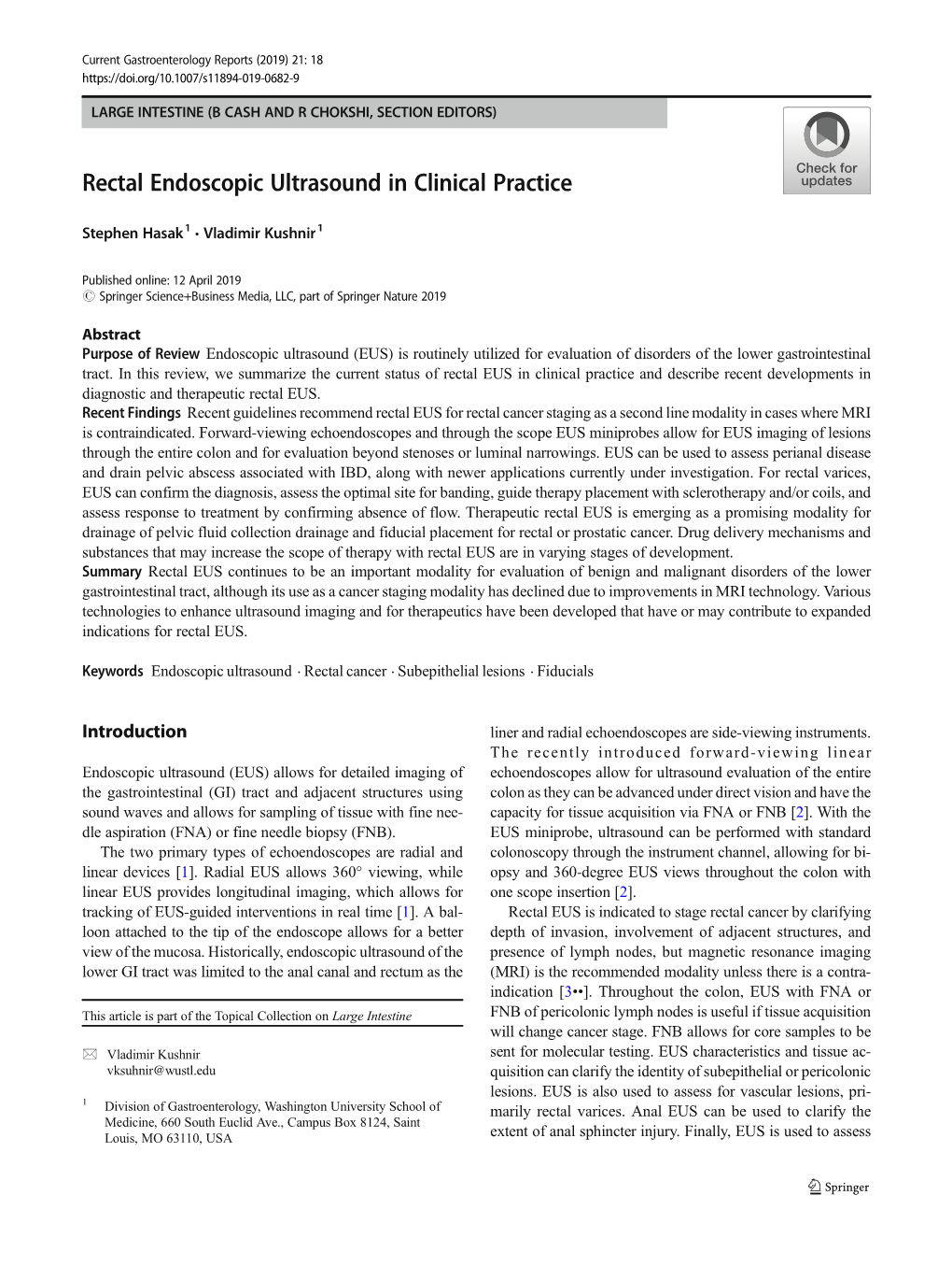 Rectal Endoscopic Ultrasound in Clinical Practice