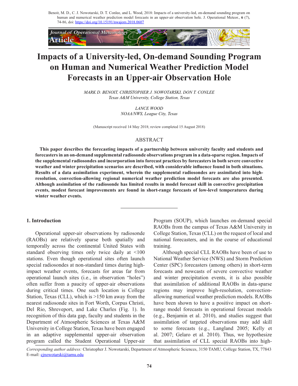 Impacts of a University-Led, On-Demand Sounding Program on Human and Numerical Weather Prediction Model Forecasts in an Upper-Air Observation Hole