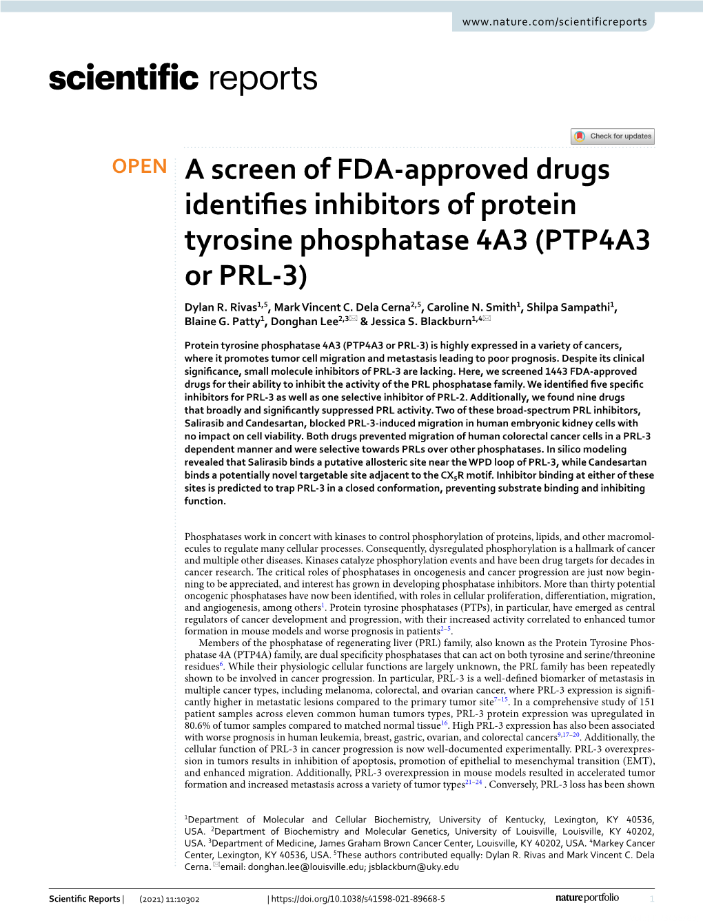 A Screen of FDA-Approved Drugs Identifies Inhibitors of Protein
