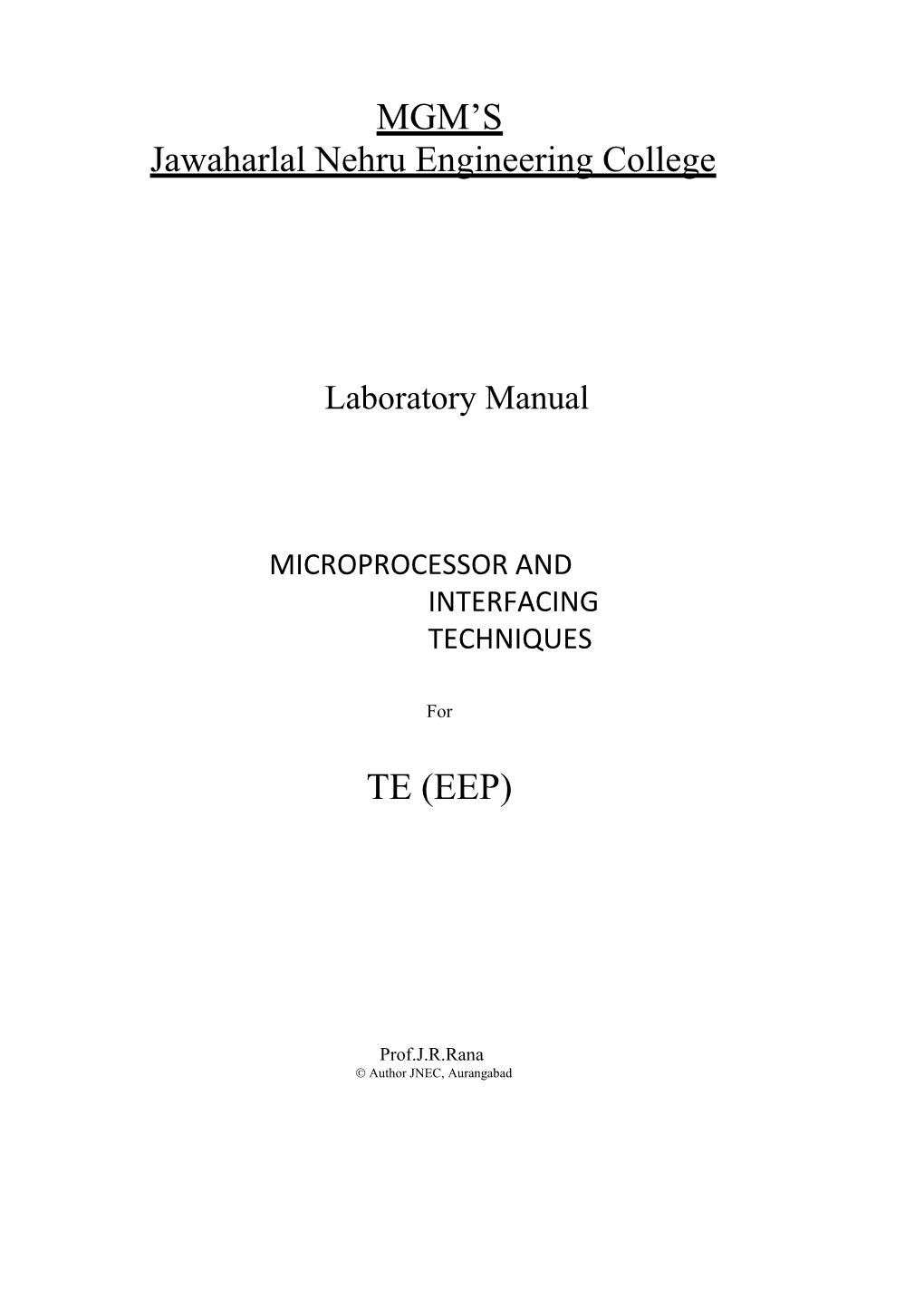 MIT Lab Manual