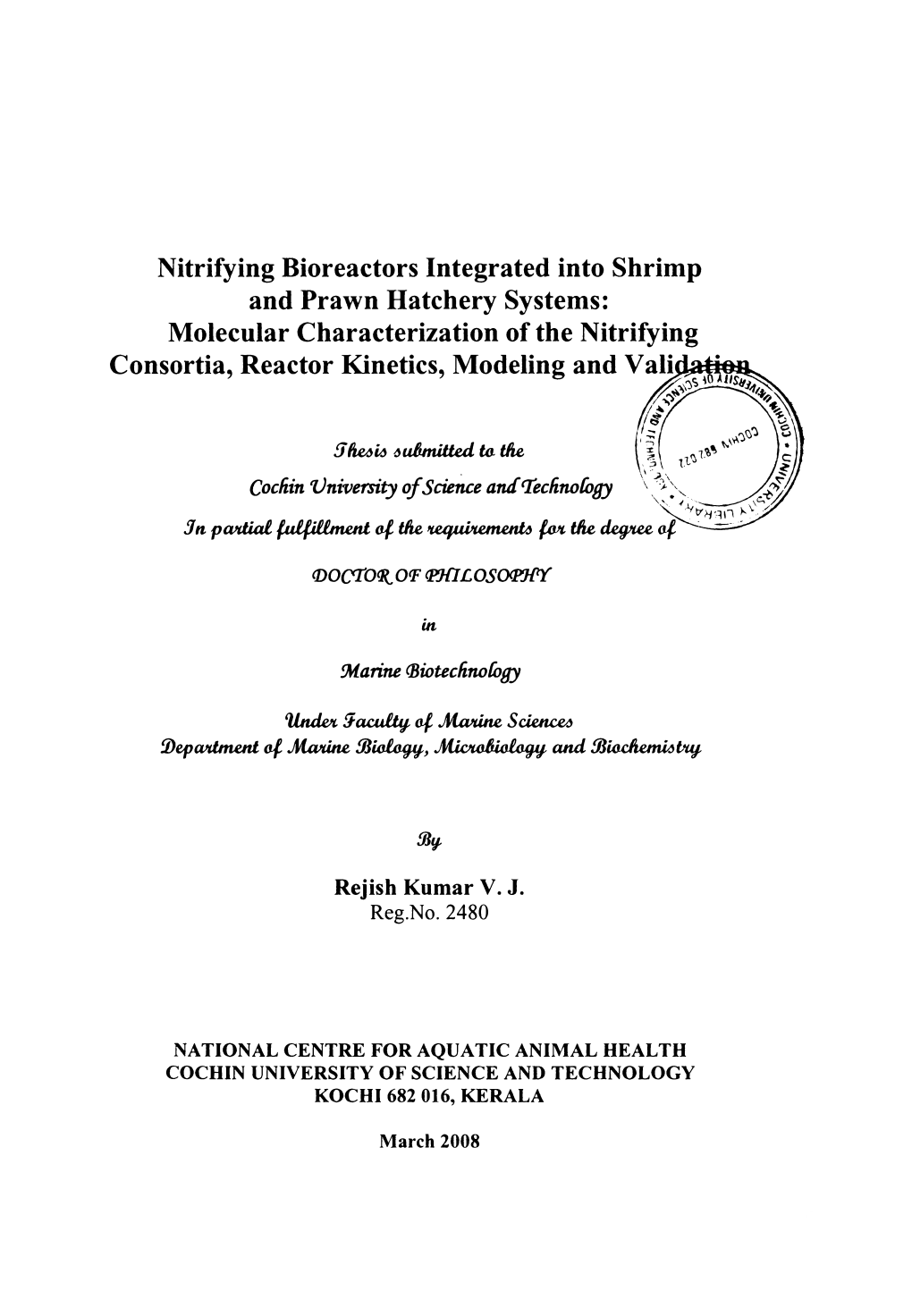 Nitrifying Bioreactors Integrated Into Shrimp and Prawn Hatchery Systems