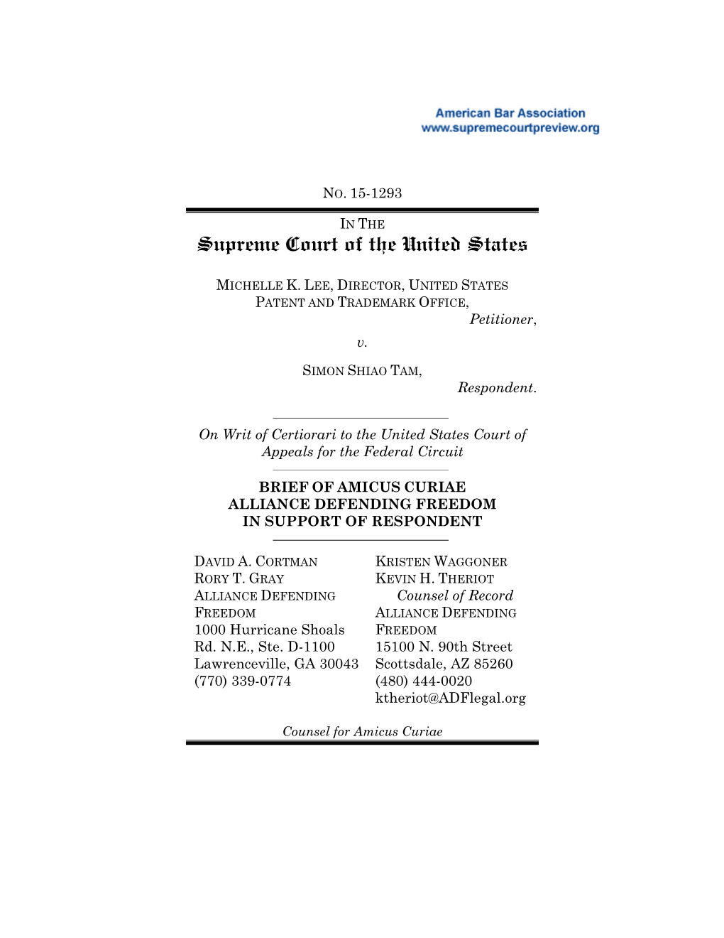 15-1293 Brief of Amicus Curiae Alliance Defending Freedom In