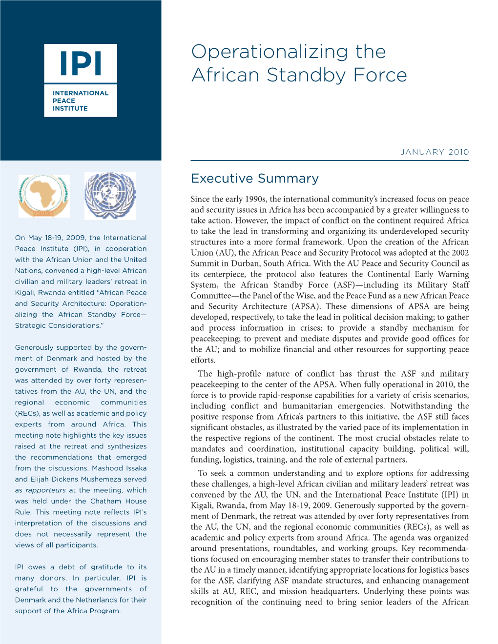 Operationalizing the African Standby Force