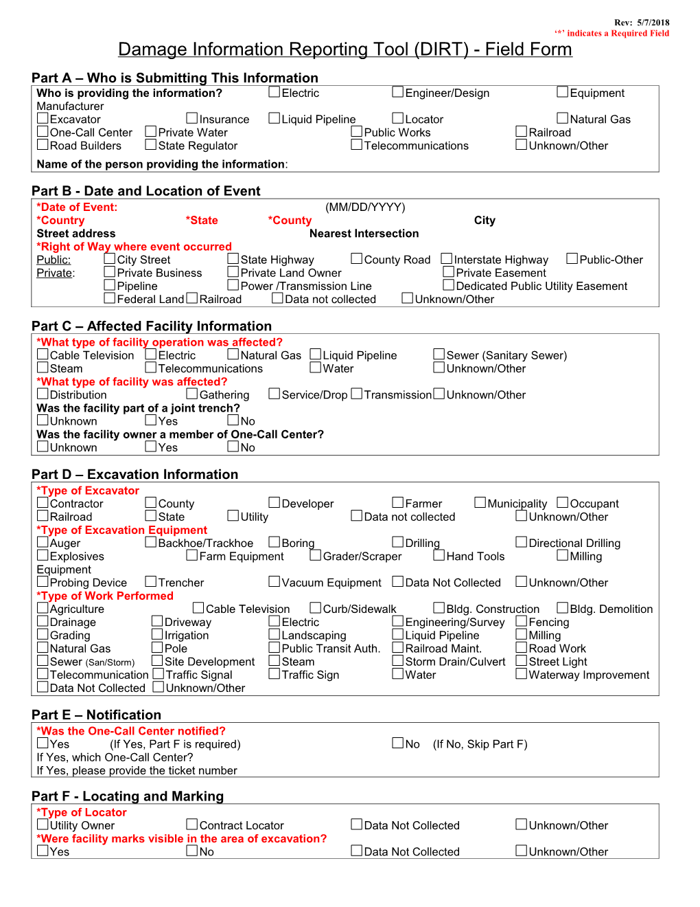 Damage Information Reporting Tool