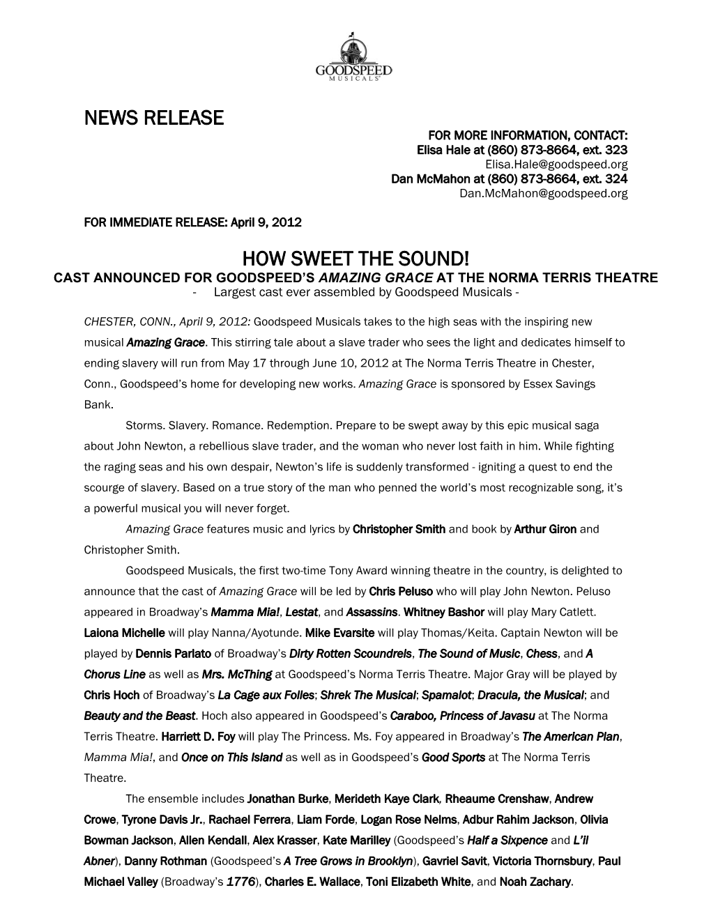 News Release How Sweet the Sound!