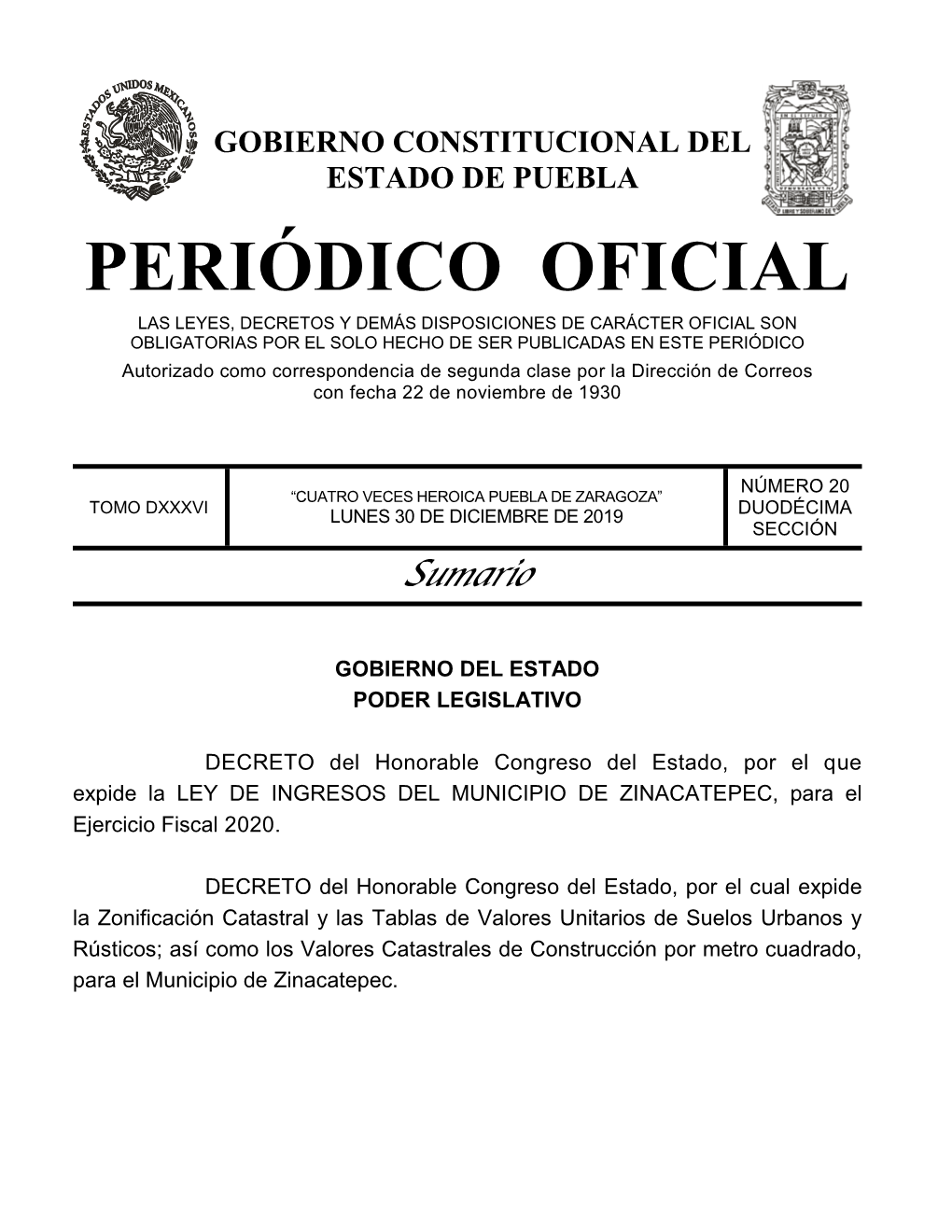 Gobierno Constitucional Del Estado De Puebla