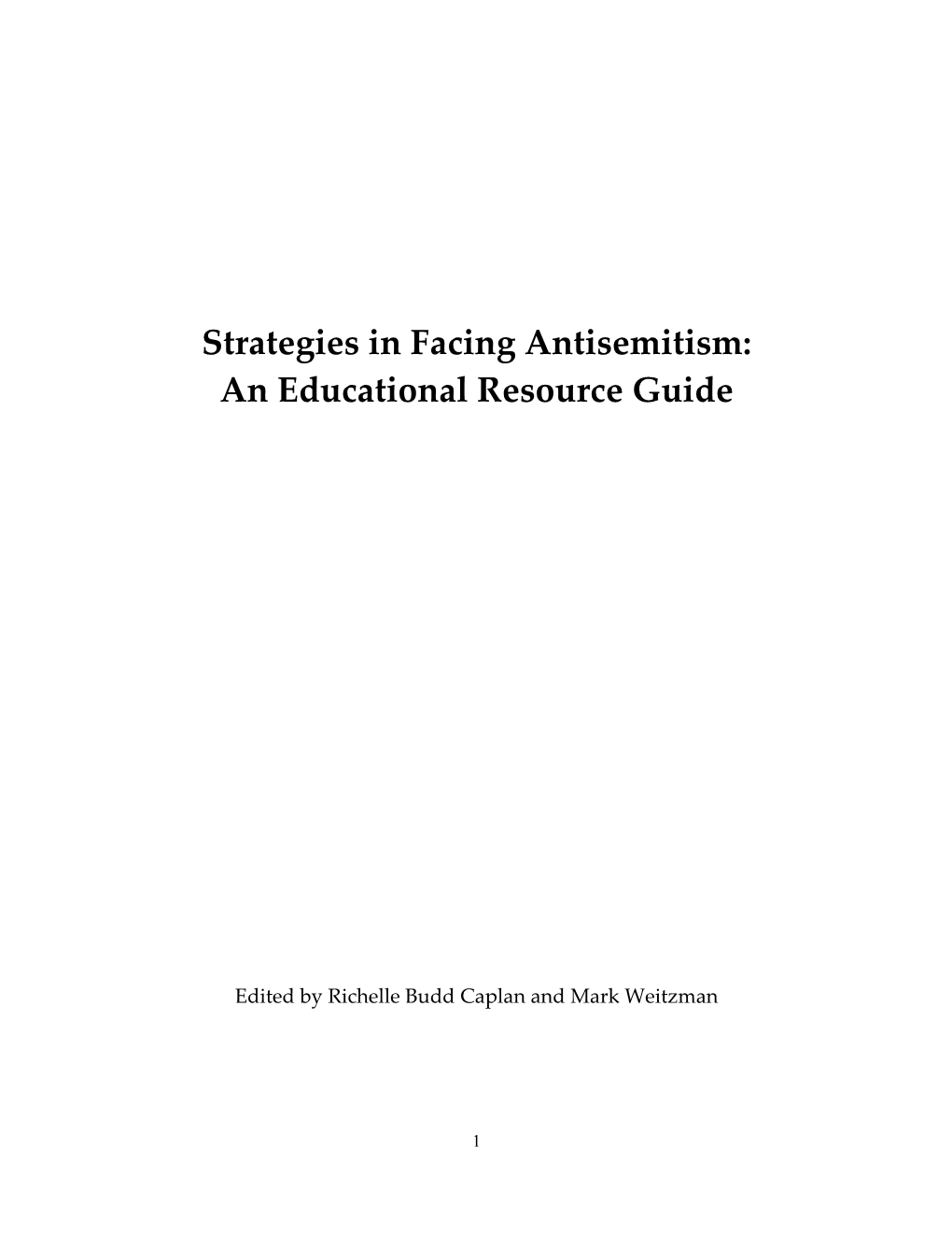 Strategies in Facing Antisemitism