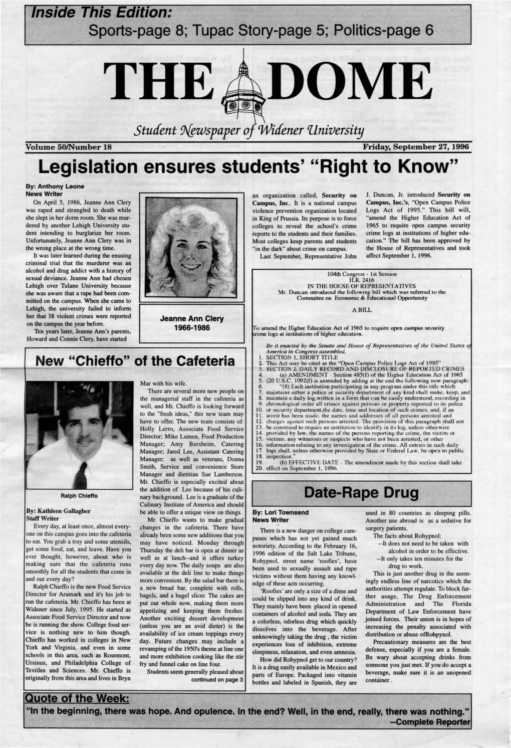 Legislation Ensures Students' "Right to Know"