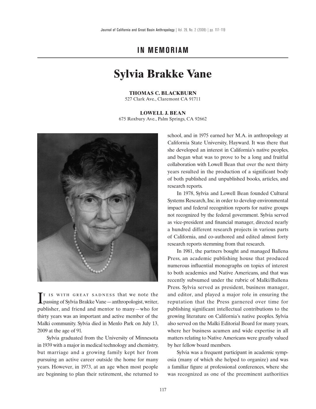 Sylvia Brakke Vane