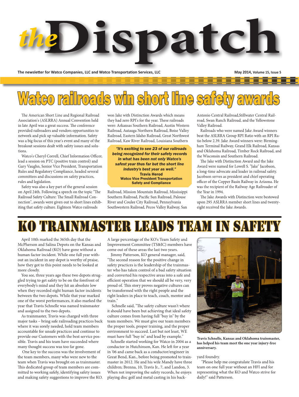 Watco Railroads Win Short Line Safety Awards