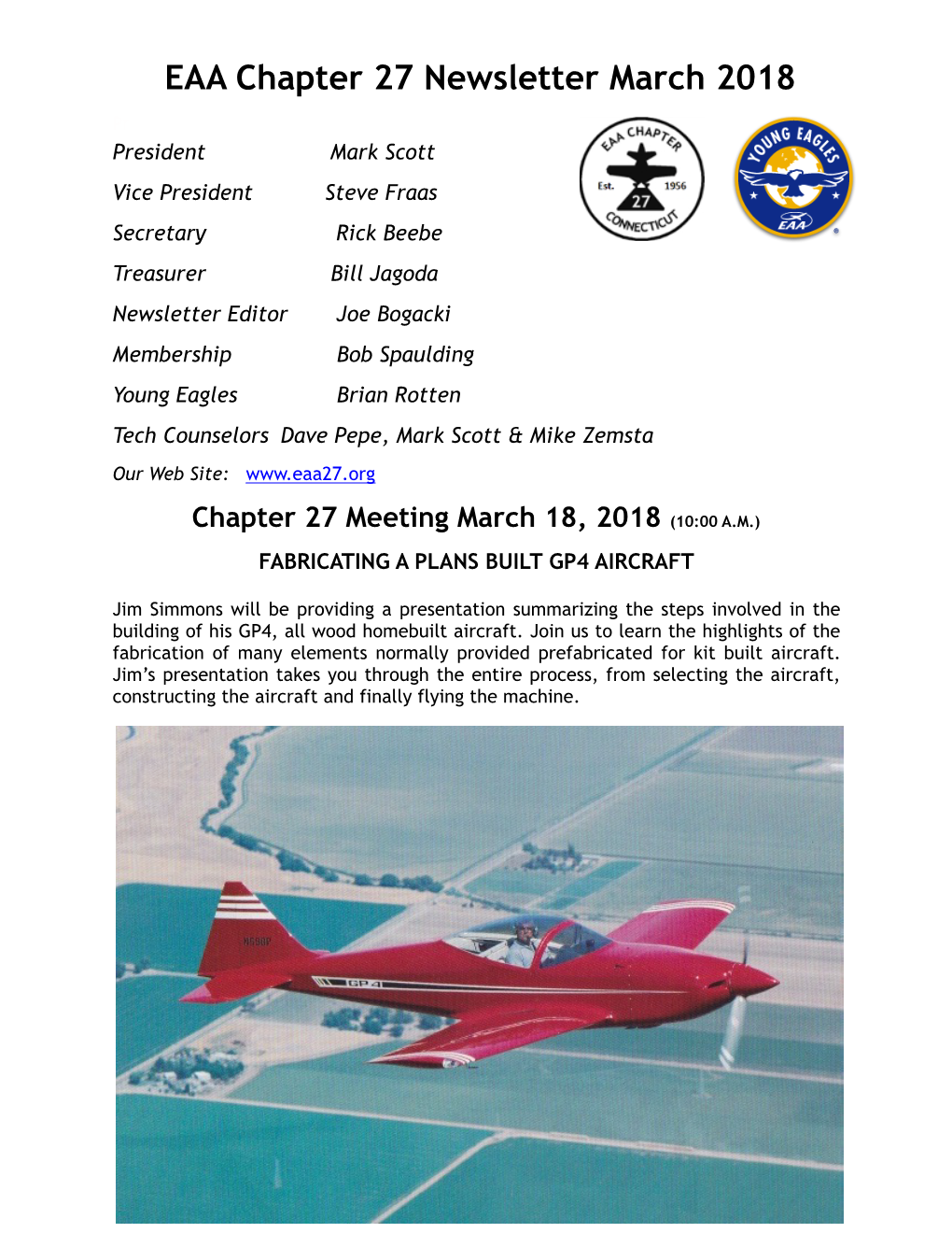 Chapter 27 Newsletter March 2018