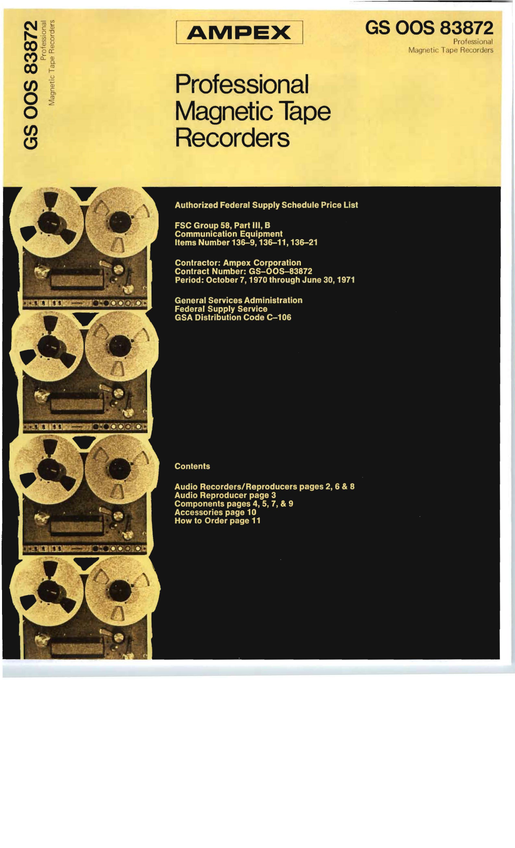 Ampex Professional Magnetic Tape Recorders GS OOS 83872