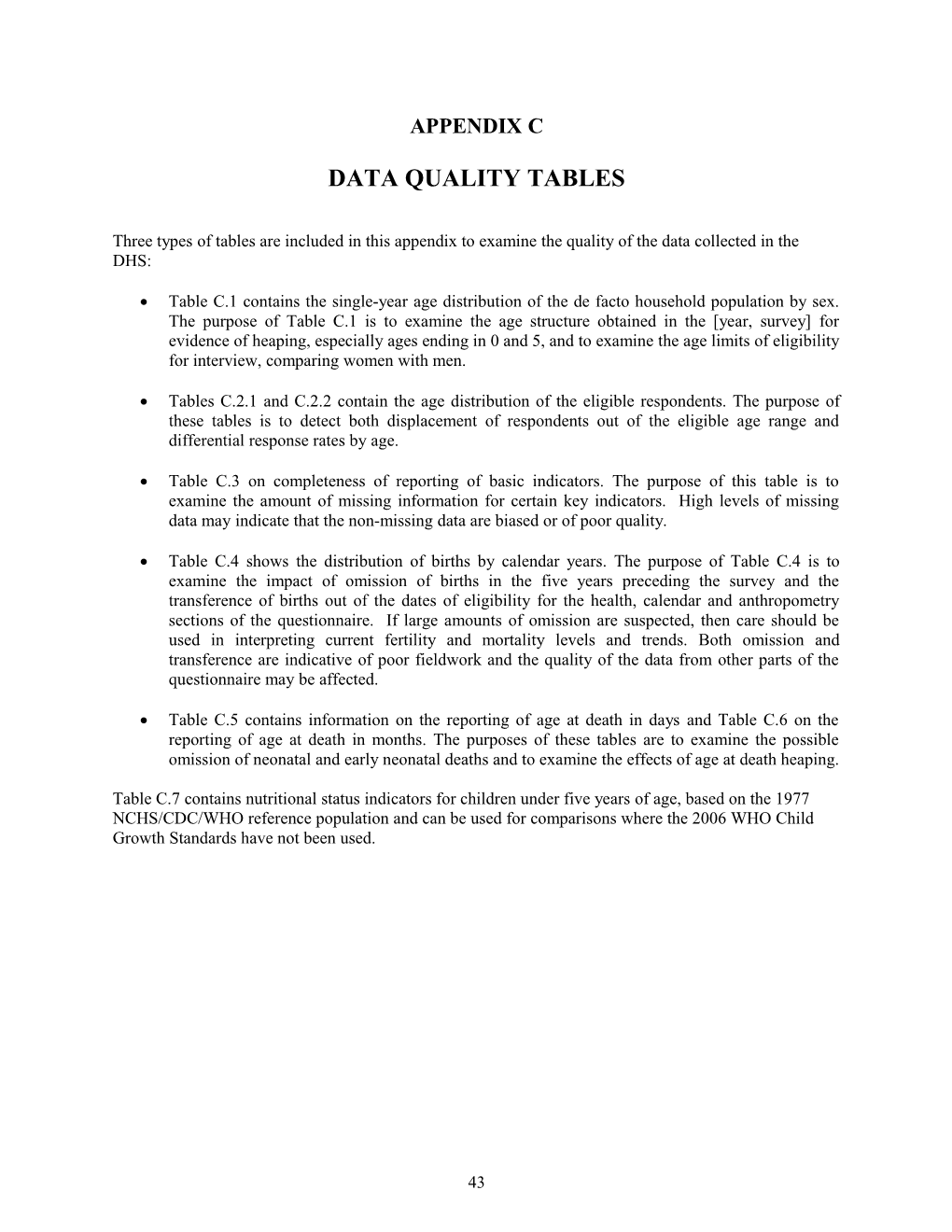 Data Quality Tables