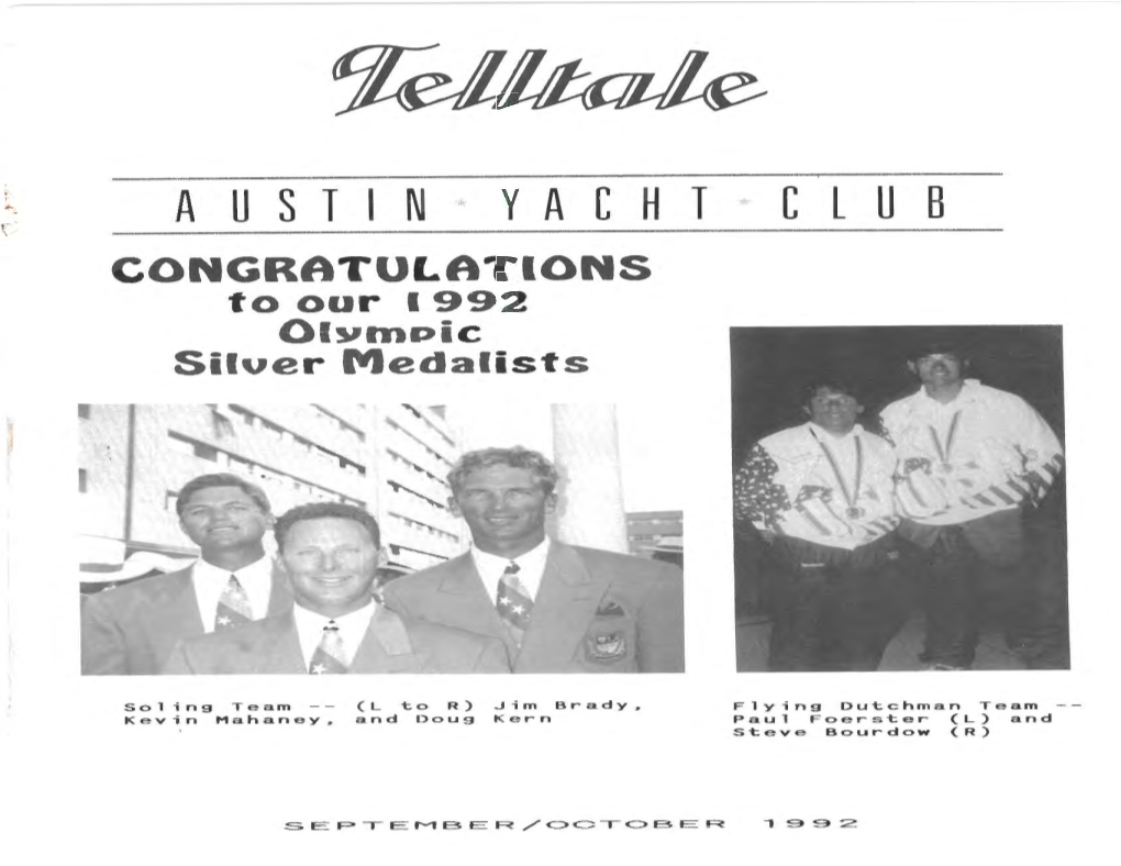 YACHT · Clu~ ,\· CONGRATULATIONS to Our 1992 Oiympic Silver Medalists