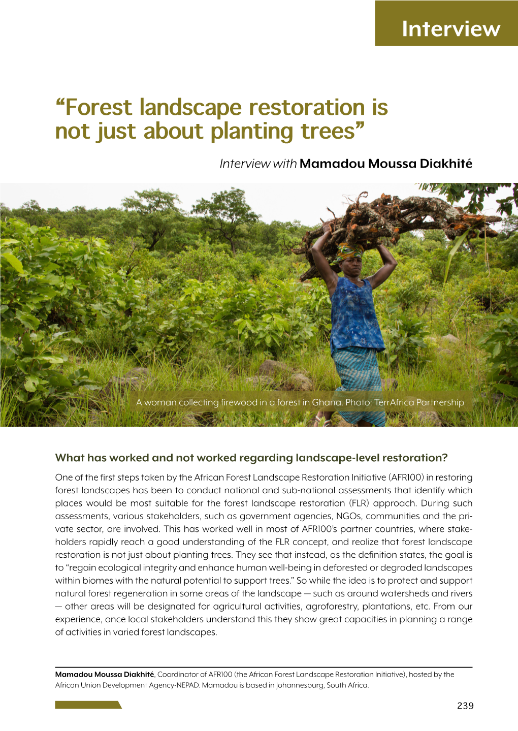 Forest Landscape Restoration Is Not Just About Planting Trees” Interview with Mamadou Moussa Diakhité