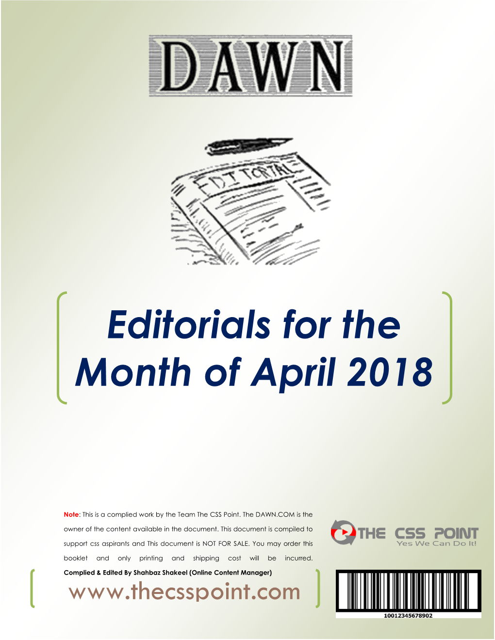 Editorials for the Month of April 2018