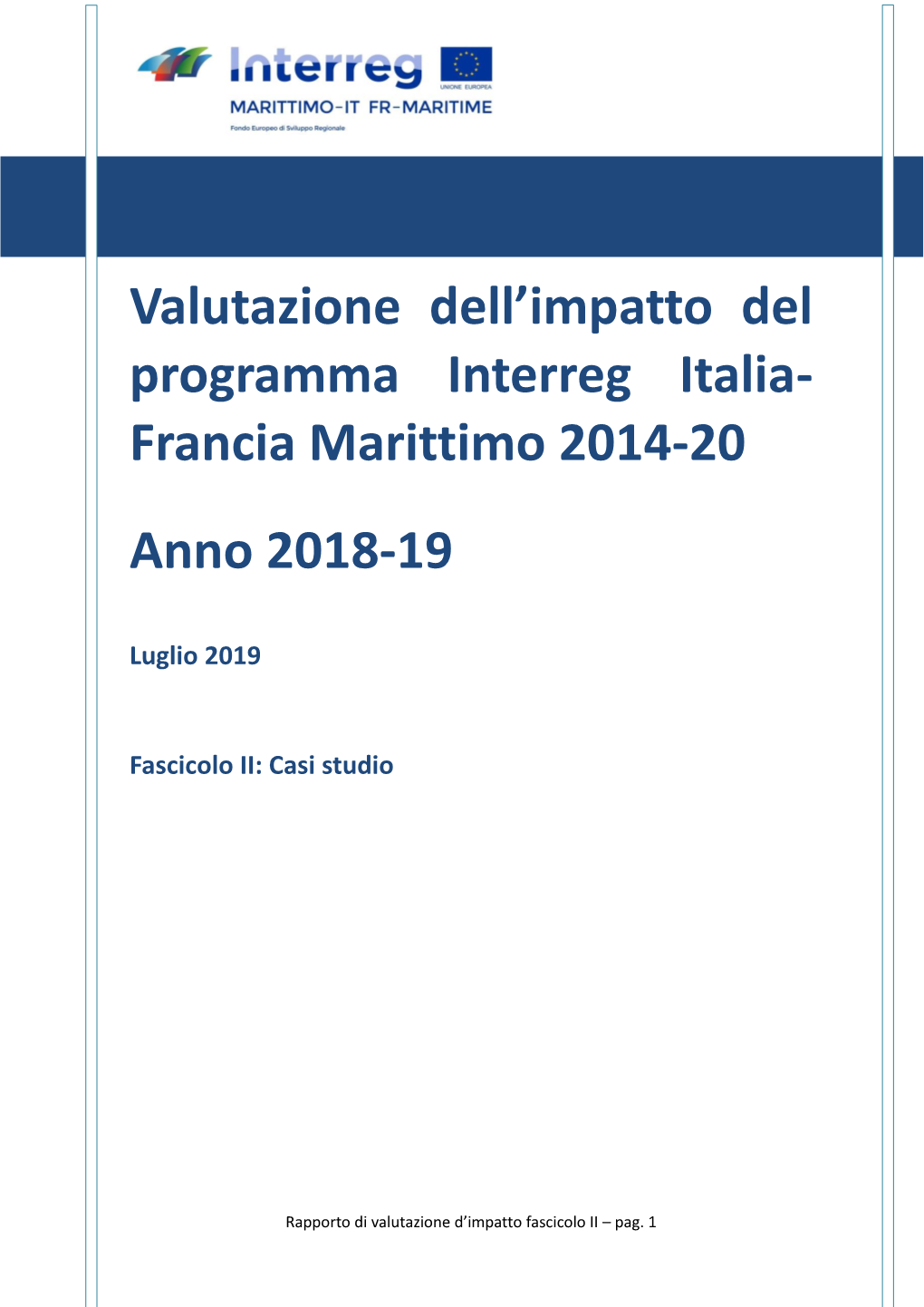 Piano Operativo Annuale Di Valutazione Del Programma Italia